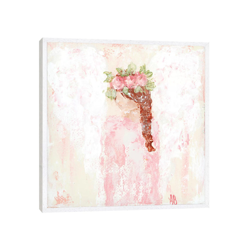 Pink Angel by Ashley Bradley - Print on Canvas, 45.72 cm H x 45.72 cm W, White Framed