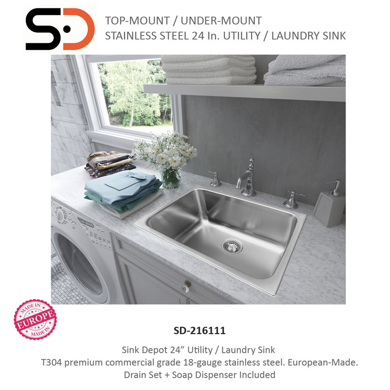 24'' L Single Bowl Stainless Steel Kitchen Sink