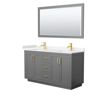 Miranda 60" Freestanding Double Bathroom Vanity with Cultured Marble Top with 58" Mirror