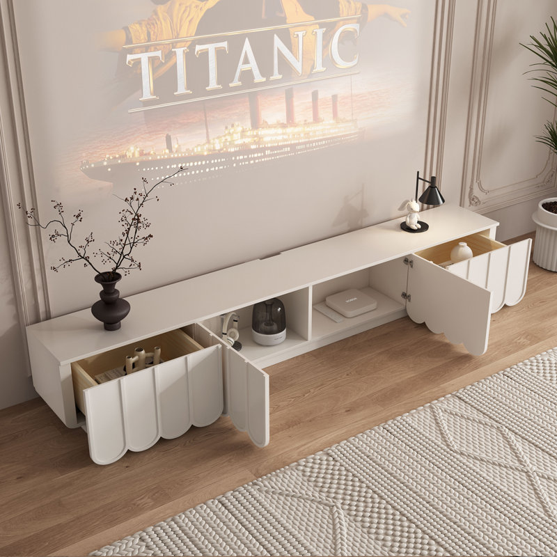 Meuble télé moderne en bois manufacturé blanc, 94.49