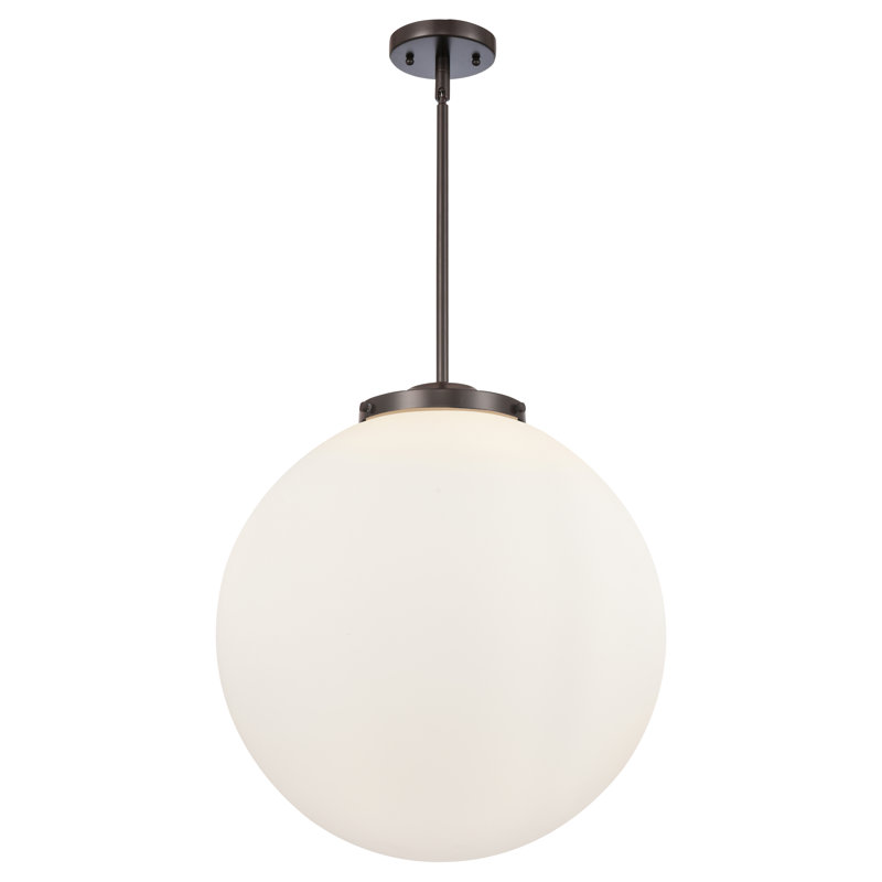 Luminaire suspendu sphère 3 lumières DEL Beacon, Bronze frotté à l'huile, H 19 po x l 18 po x P 18 po, Blanc mat