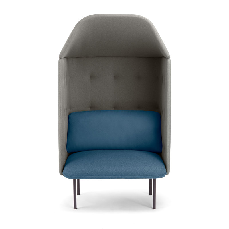 Chaise de réception avec auvent QT, Bleu foncé / tissage uni gris / mousseline