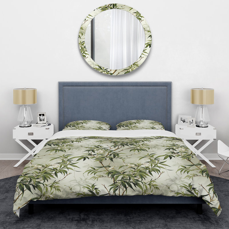 Bambou Zen Haven - ensemble de housse de couette oriental - microfibre de polyester