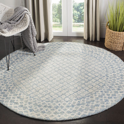 Tapis bleu en laine touffeté à la main Costin