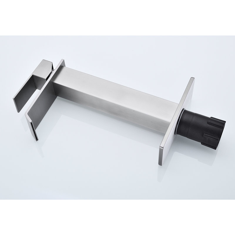 Robinet pour salle de bain avec robinet à cascade en nickel brossé - poignée simple pour une utilisation optimale de l'eau