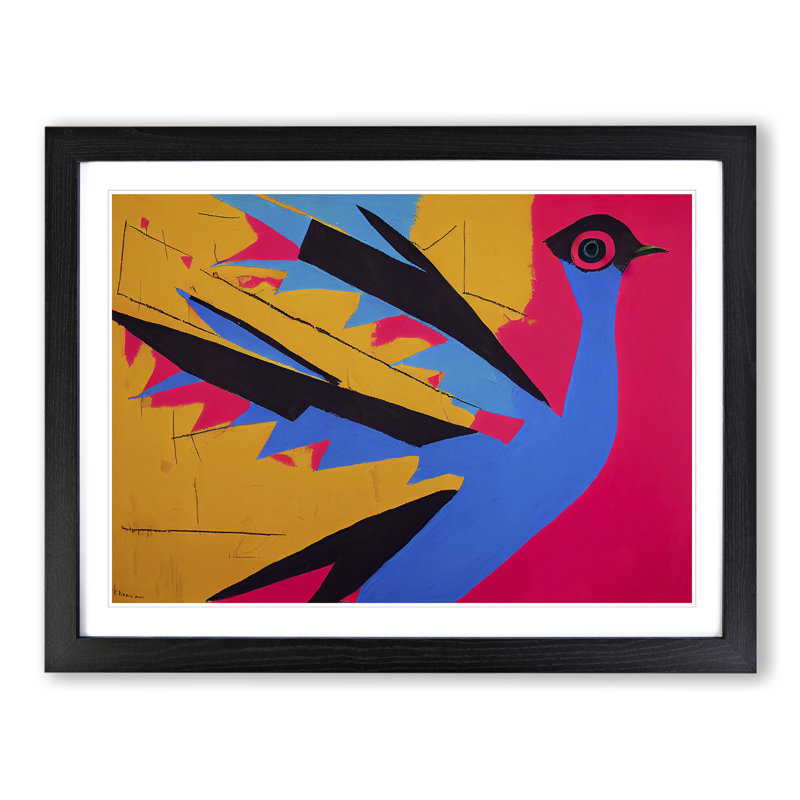 Dove Bird Abstract Vol.6 - Single Picture Frame Print, 34cm H x 46cm W x 2cm D, Black