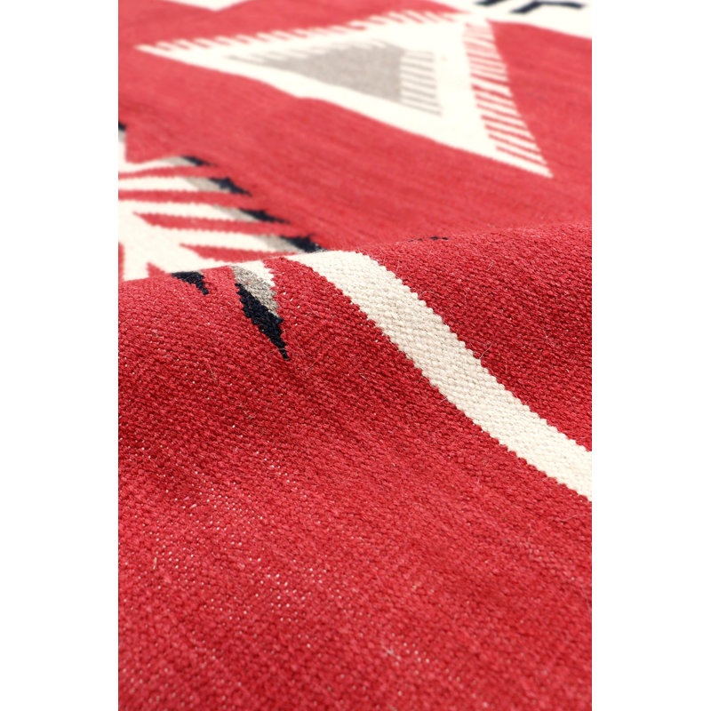 Canvello Reversible Wool Red Area Rug- 9' X 11'10''