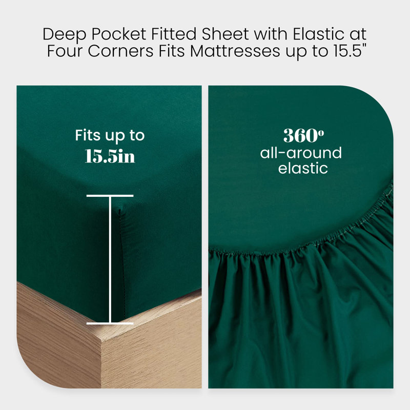 Green 1800 Series Microfiber Deep Pocket King Sheet Set