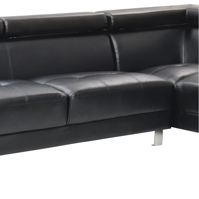 Canapé modulaire longue durée (sans repose-pieds), Similicuir noir