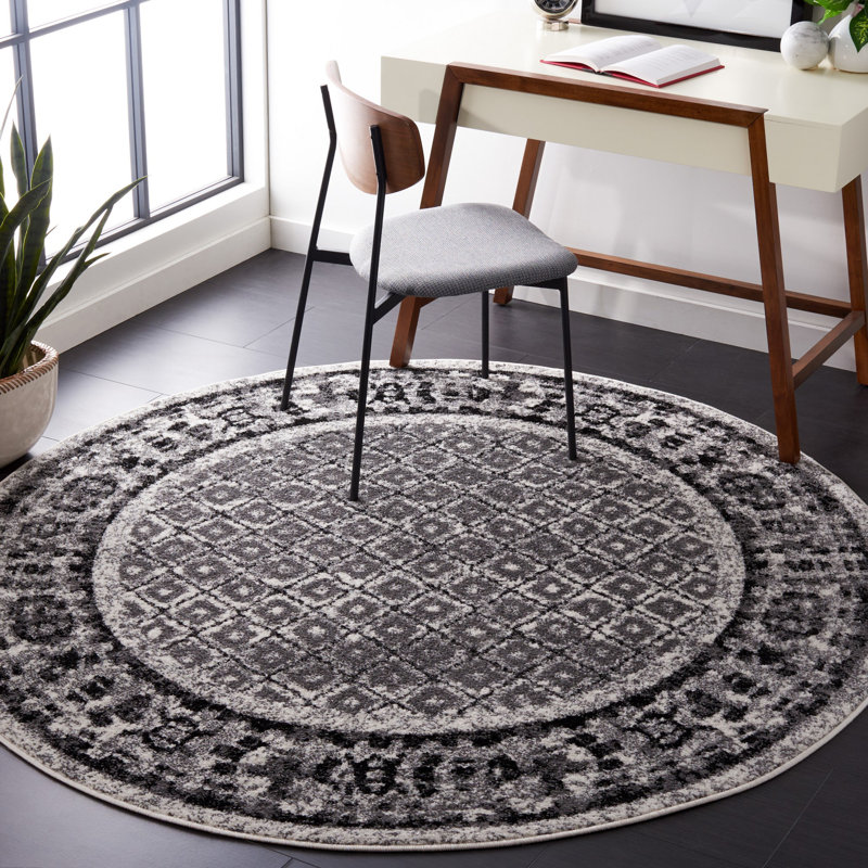 Tapis gris / noir Bonilla, Rond 6 pi