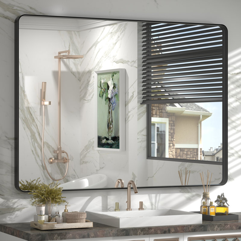 Miroir mural Aevar, Noir mat, 44 po x 32 po