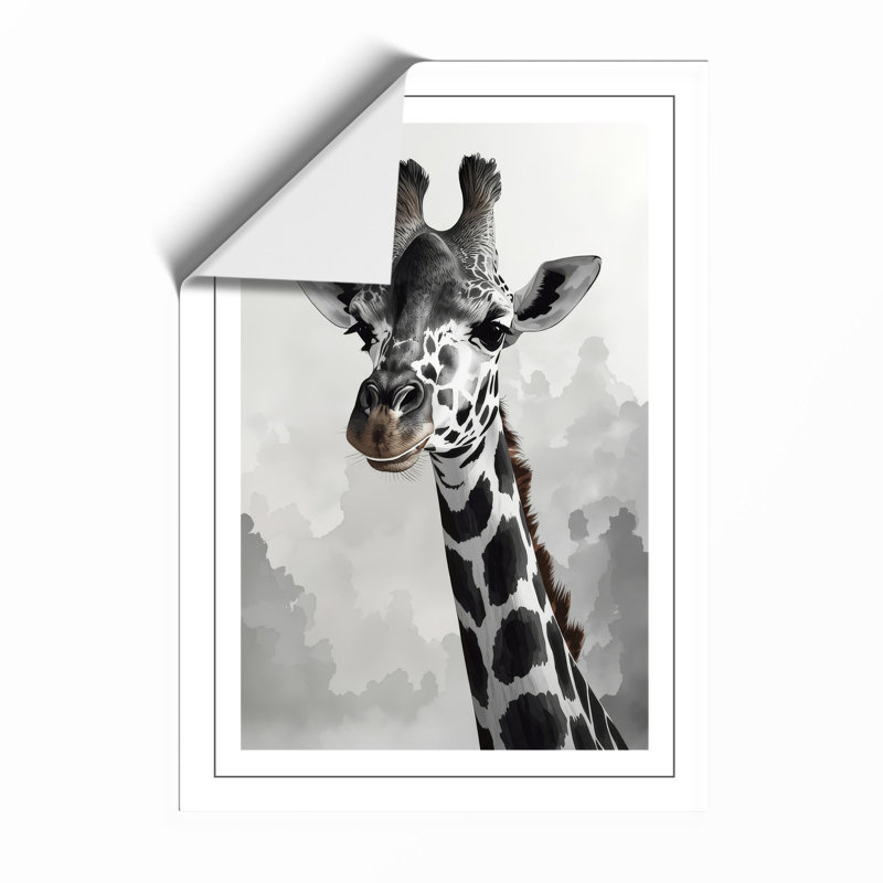 Giraffe Portrait Modern - Framed Print, Unframed, A2 - 59.4 x 42.0 cm