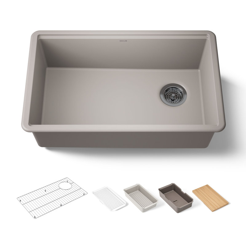 Billings Undermount Single-Bowl Workstation Kitchen Sink, Beige