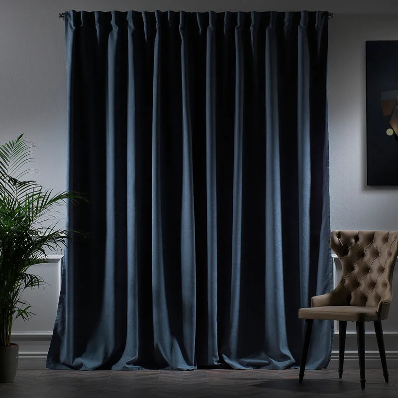 Extra Long & Extra Wide Decorative Curtain Single Panel, 140cm Width x 350cm Drop, Sky Blue