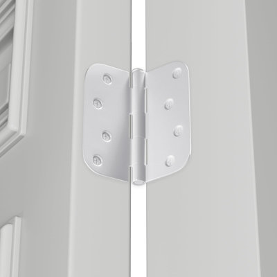 24 Pack 4 inch Door Hinges, Heavy Duty Interior & Exterior Door Hinges 4in x 4in with 5/8" Radius Corners White Door Hinge