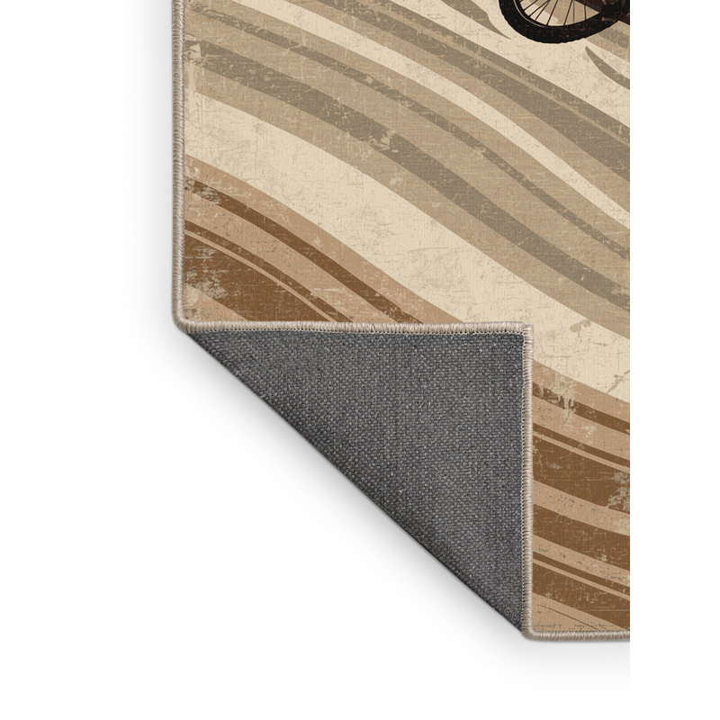 Tapis moelleux doux à motif de rayures alpines de couleur alpine et beige, 3 X 5
