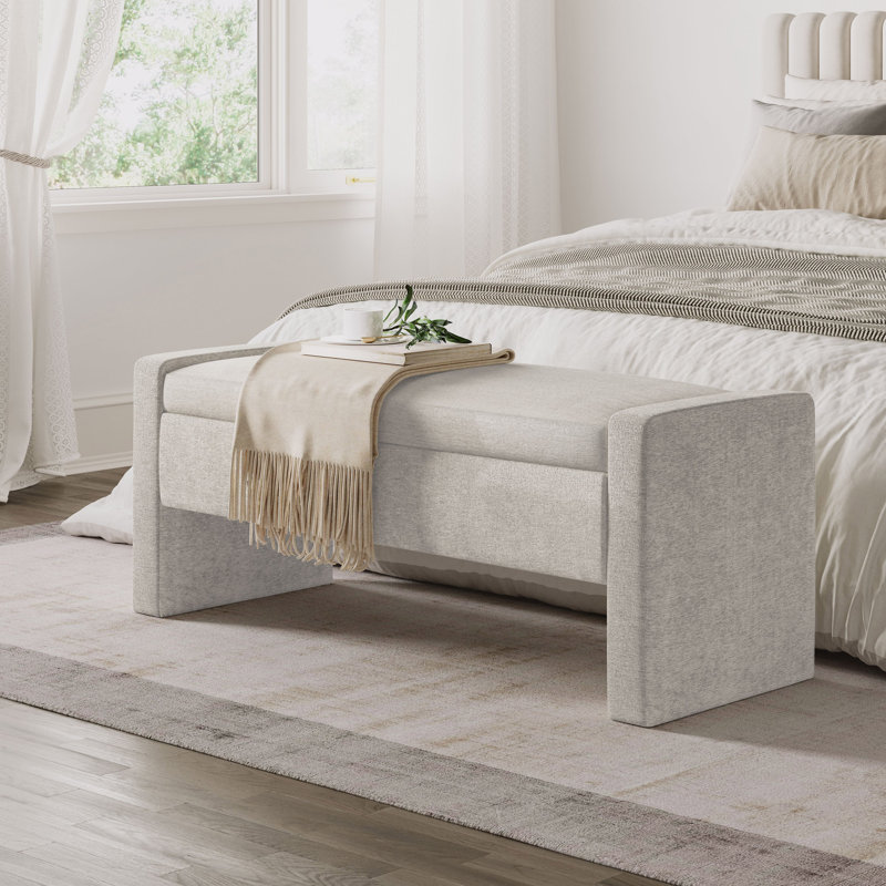 Banc de rangement rembourré Sharpay, Gris Braun