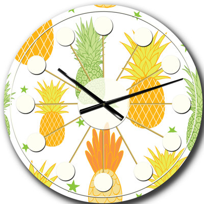 Horloge murale Pineapple Summer Bliss II - Mid-Century