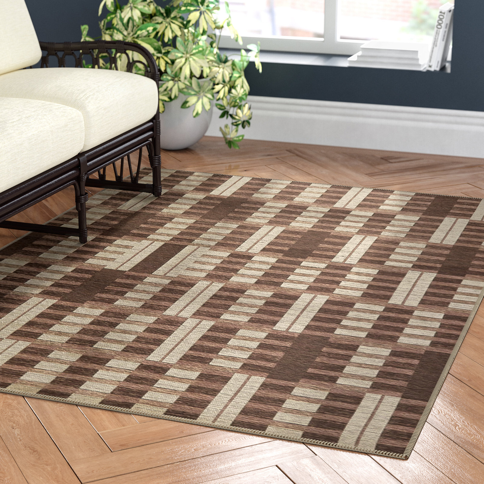 Landen Recycled P.E.T Beige Recycled Fibers Rug, Rectangle 7'10" x 10'