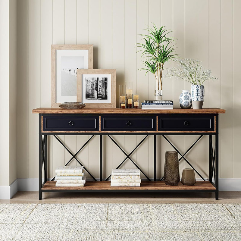 Tatianah 70.86'' Console Table, Brown/Black