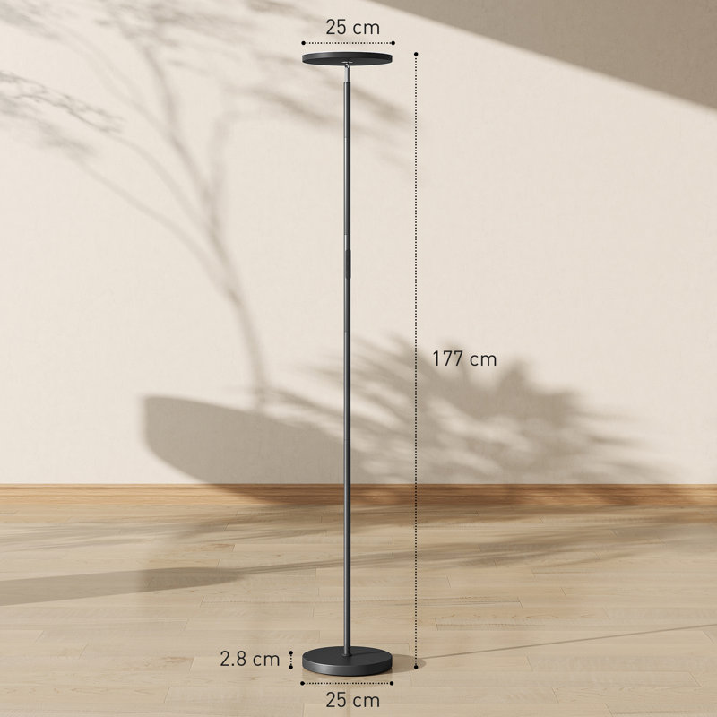 HOMCOM RGB Floor Lamp with Rotatable Head, Modern Standing Lamp, Black