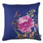 Coussin décoratif à imprimé floral bleu et rose