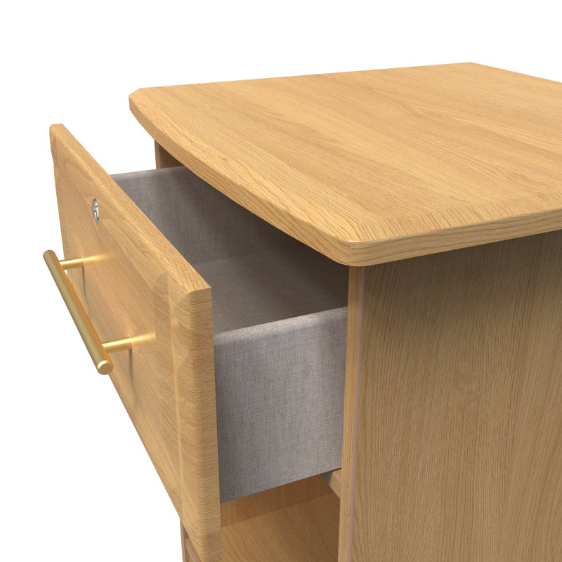 Fully Assembled Lensa 1 DrawerÂ Bedside Table, Brown