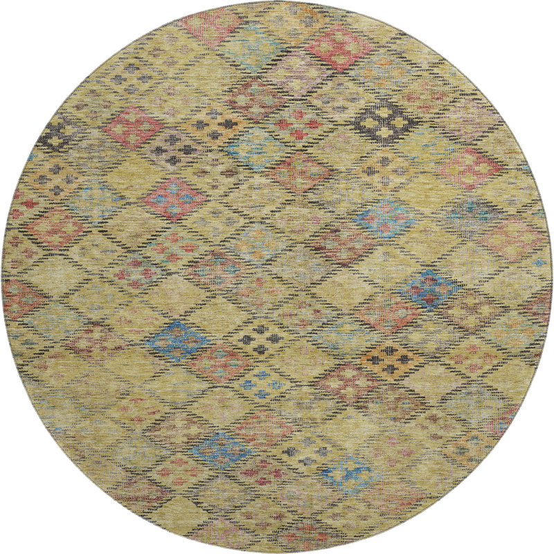 Premium Machine Washable Janicki AMF1081 Geometric Rug, Round 8'