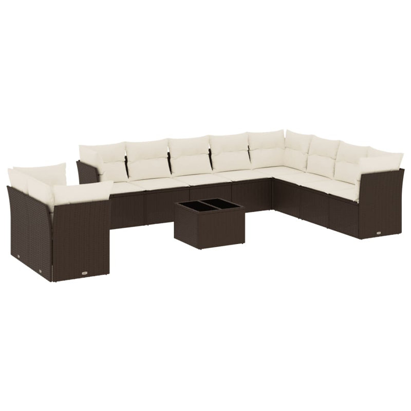 Vidaxl Garden Sofa Set Cream White, Brown
