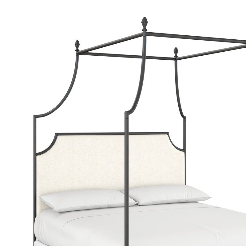 337 Flying Arch Canopy Bed | Complete Canopy, King, Gloss Black/White