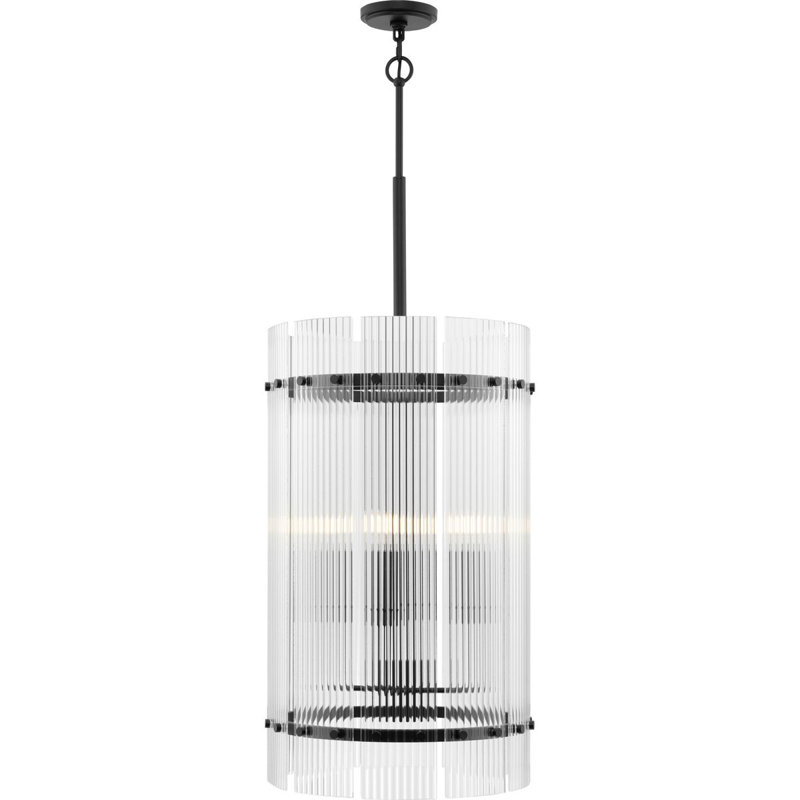 Seville Matte Black and Gold Glass 4-Light Chandelier