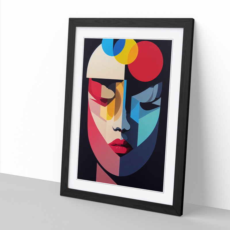 Surrealistic Woman 1 Piece Single Picture Frame Wall Art, 64cm H x 46cm W x 2cm D, Oak