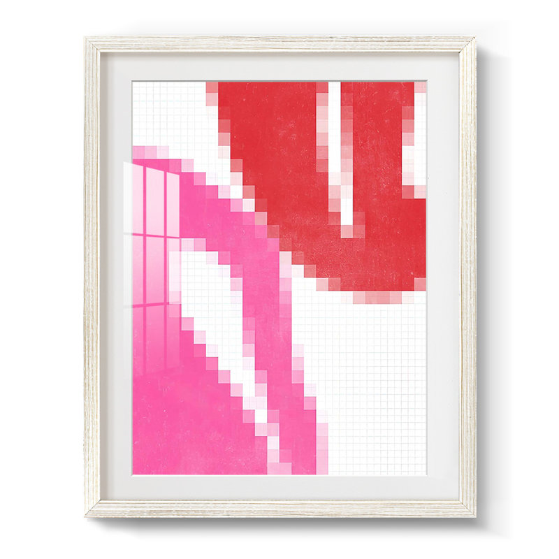 Pixel Leaves II - impression encadrée, H 28,5 po x l 20,5 po, Blanc