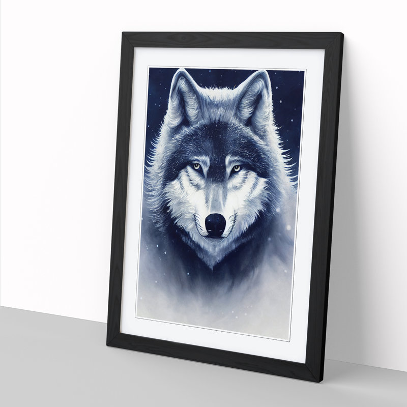 Wolf Fantasy - Single Picture Frame Print, 46cm H x 34cm W x 2cm D, Oak