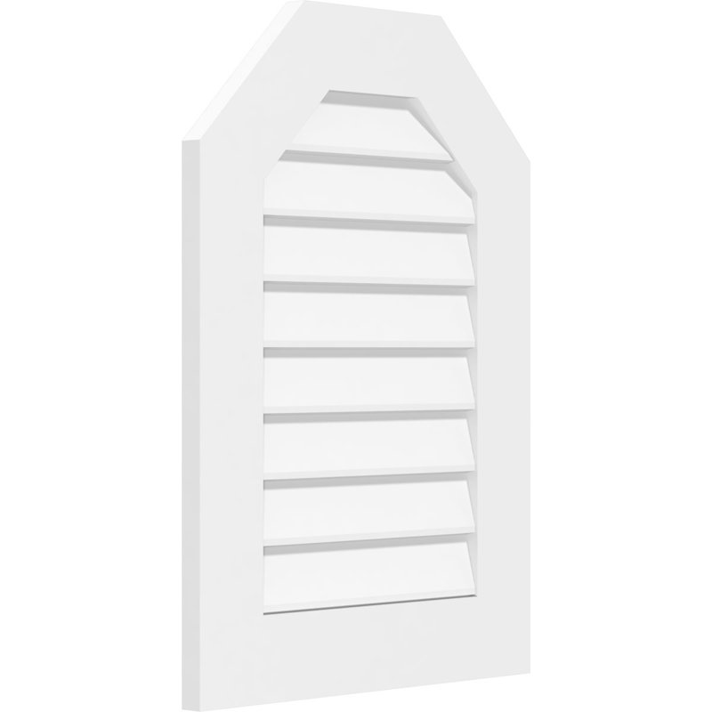 Octagonal Top Surface Mount Non-Functional Standard Frame PVC Gable Vent, 16" H x 32" W