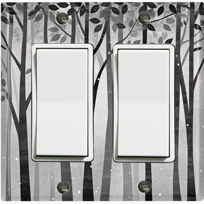Couvercle de plaque d'interrupteur en métal; Fauteuil à bascule GFI 2 tailles US Standard - Foggy Forest
