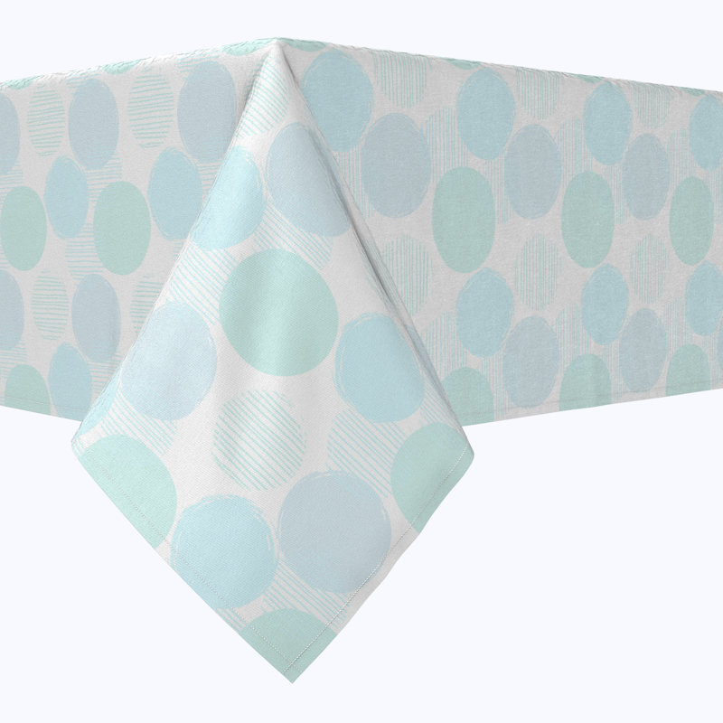 Rectangular Tablecloth, 100% Cotton, 52X104", Blue Polka Dot Scribble, 60" L x 84" W