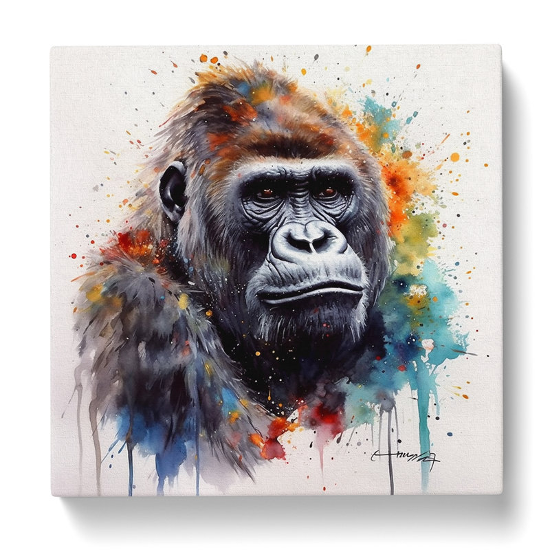 Gorilla Watercolour No.1 - Wrapped Canvas