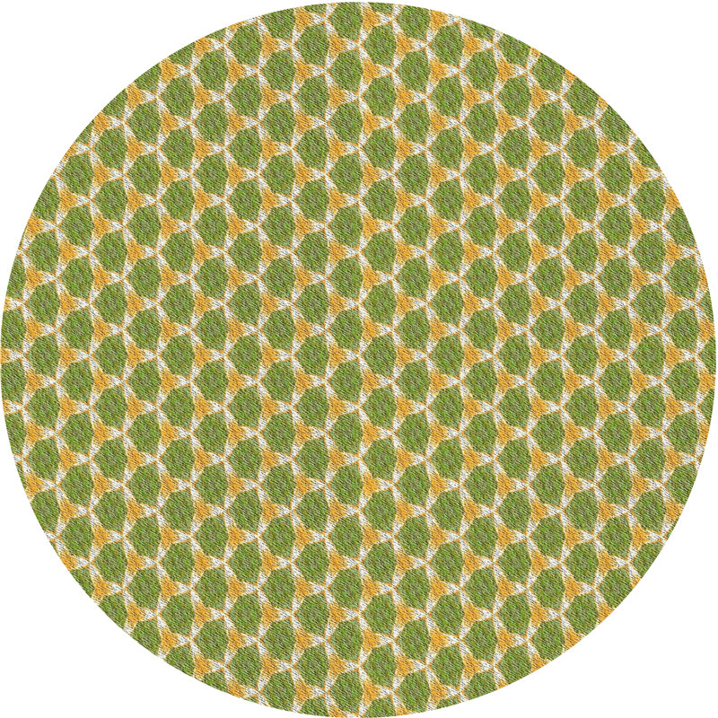 Tapis vert / jaune Power Loom, Rond 7 pi