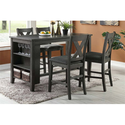 Modern Contemporary Chairs Set Of 2 Counter Height Chairs Wooden High Chair X Back Design Cushion Seat