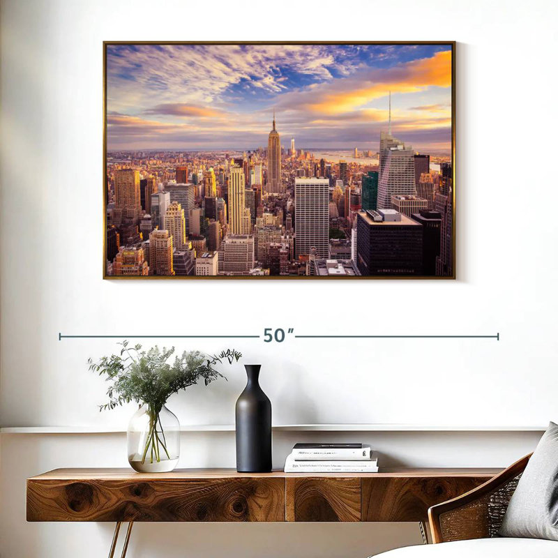 NY d'en haut, Cadre flottant doré, 40 po x 27 po