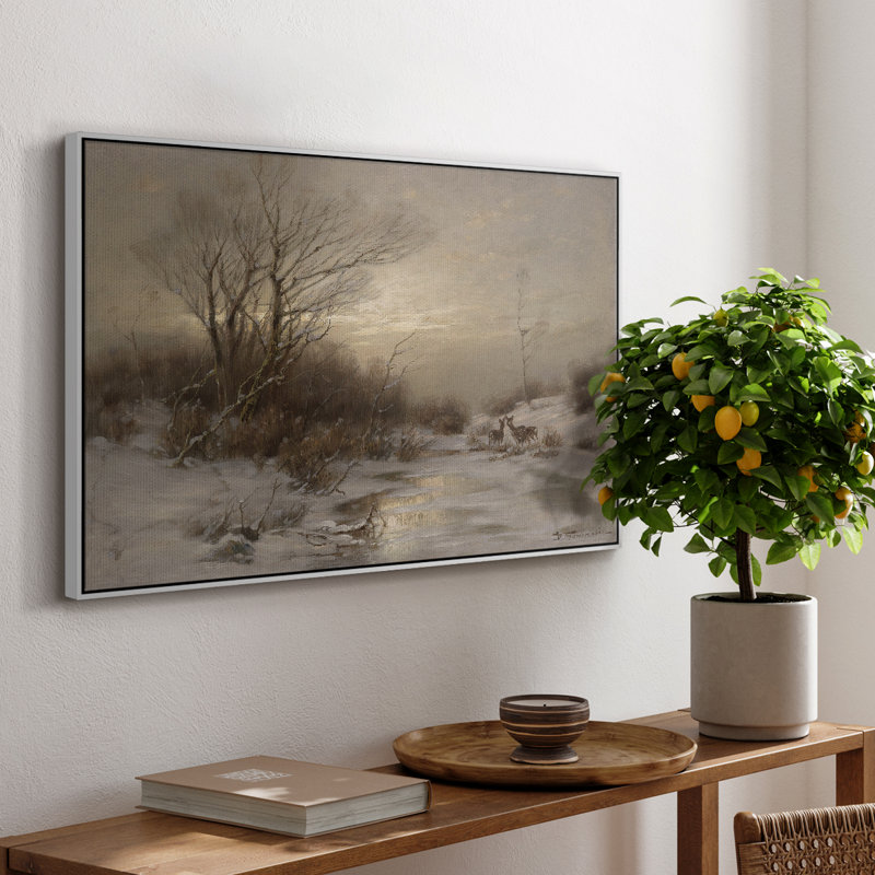 Paysage rétro - CCLxxiv, H 17 po x l 25 po, Toile encadrée flottée blanche