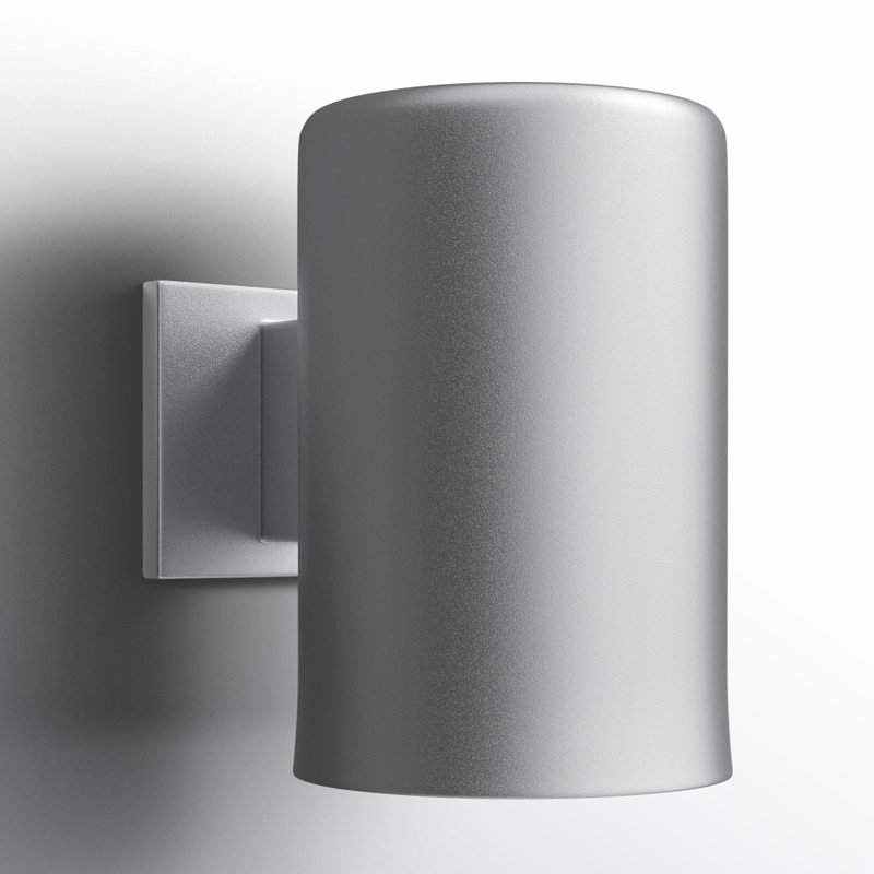 Outdoor Cylinders Large LED Wall Lantern from Visual Comfort Studio, 9" H x 6" W x 6" D, Painted Brushed Nickel