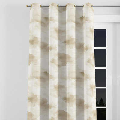 Modern Window curtains - Abstract Cream Horizon Grommet Curtain - 1 Panel