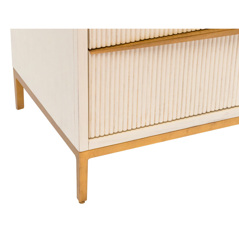 London 3-Drawers Cabinet In Antique White, Antique White