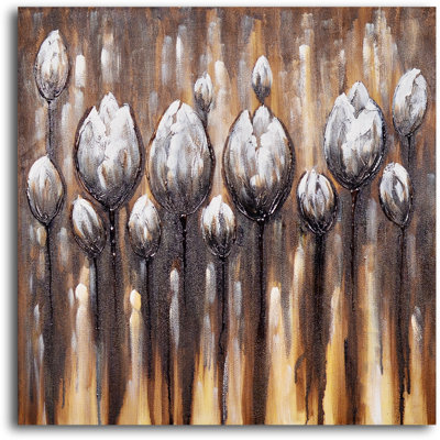 Tulipes moka, peinture sur toile tendue