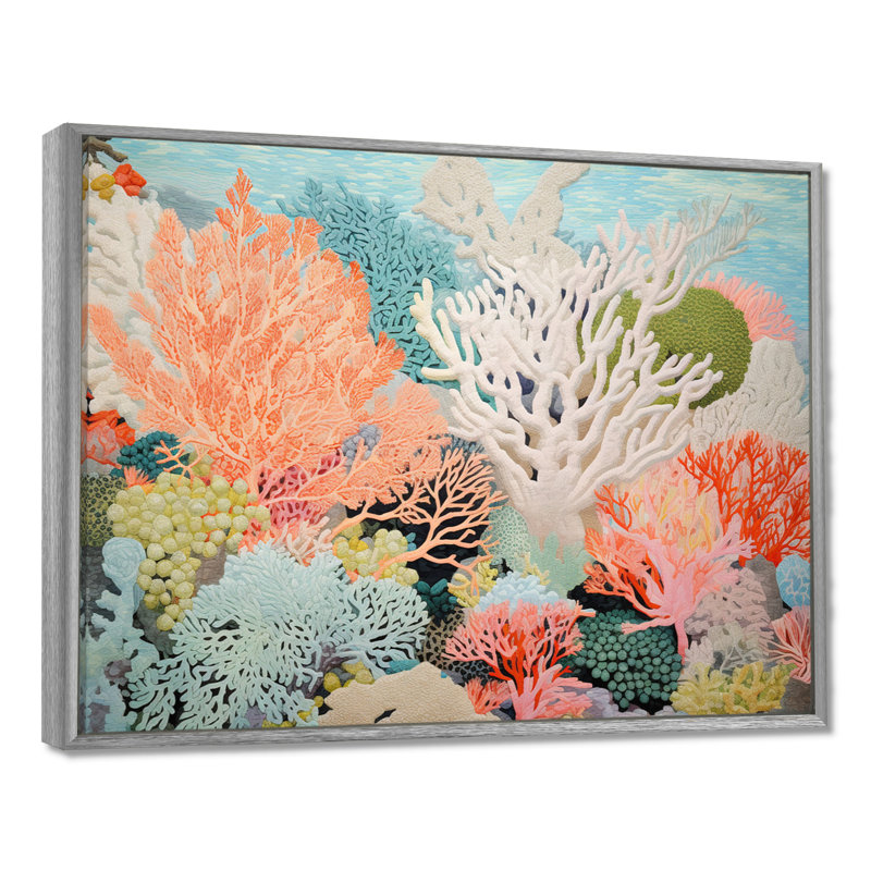 «Colorful Coral and Anemones Scenery I - Coastal Coral Under Water», reproduction d'art sur toile encadrée