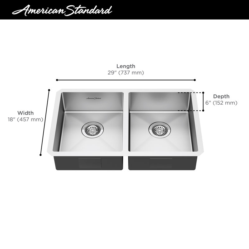 Évier de cuisine à double cuve encastrable l 29 po x l 18 po Pekoe