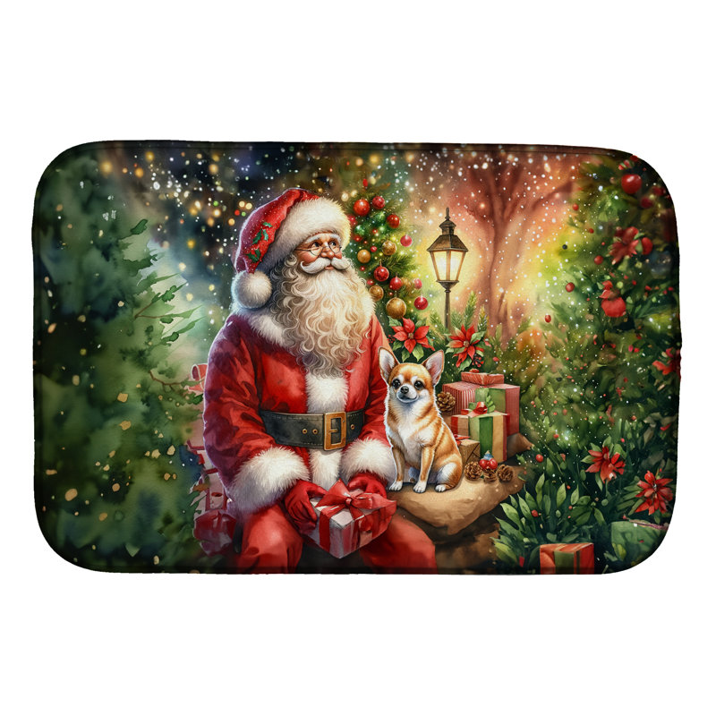 Tapis de séchage Chihuahua and Santa Claus