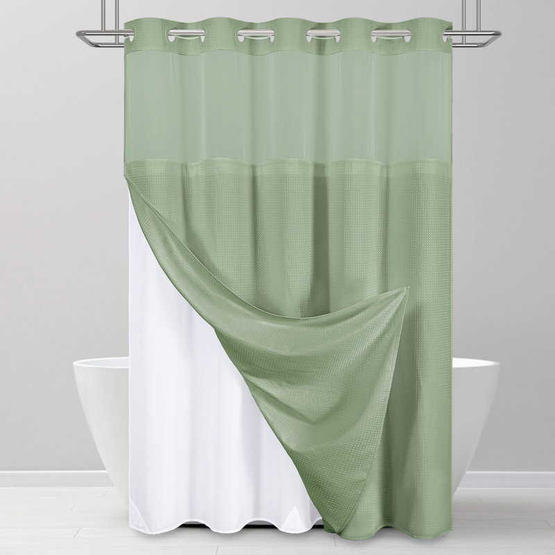 Rideau de douche Waffle, H 75 po x l 72 po, Vert sauge
